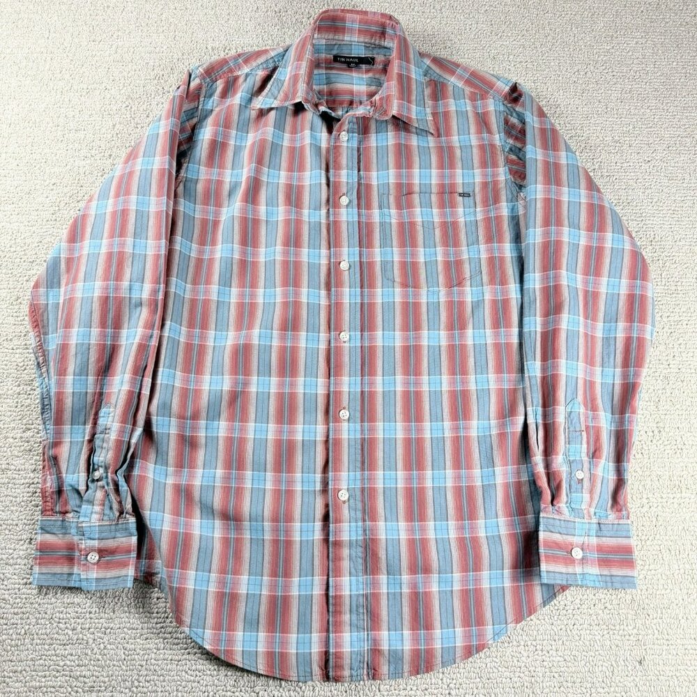 Tin Haul Long Sleeve Plaid Cowboy Western Shirt Red Blue Men’s Size Medium
